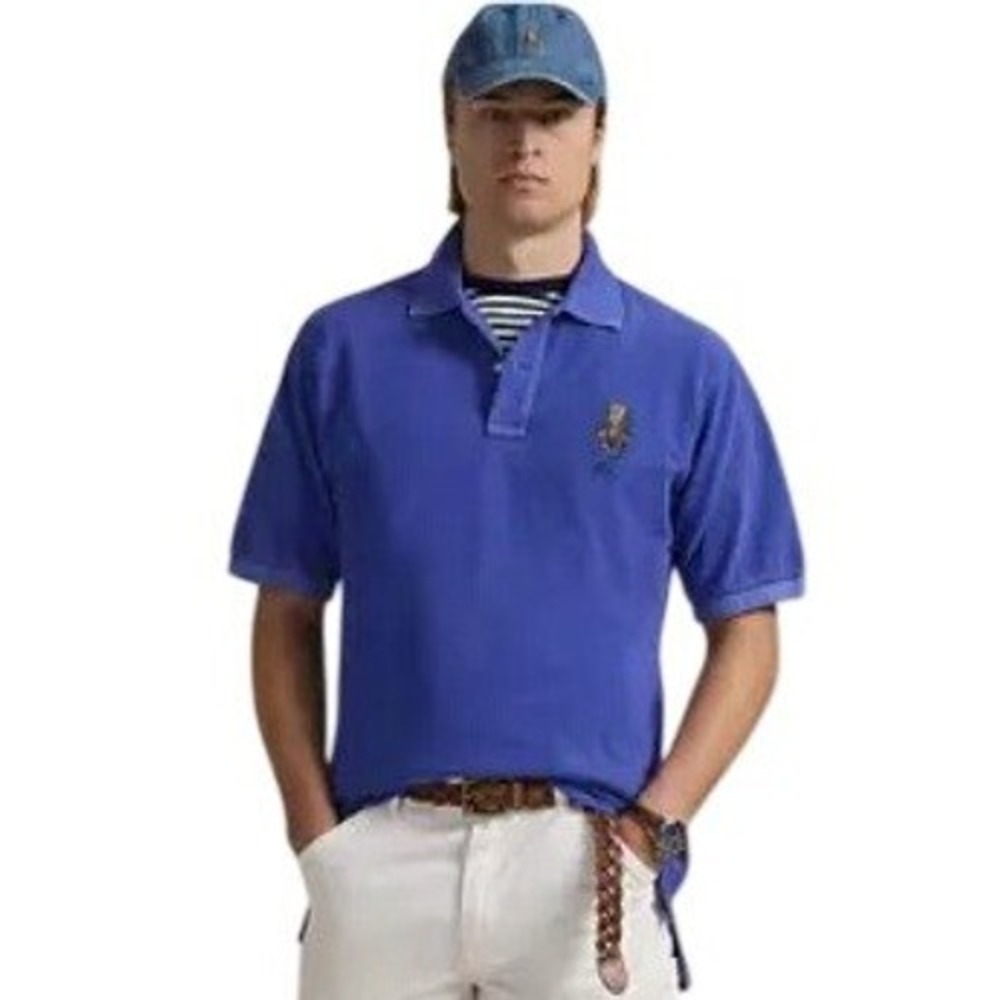 Polo Ralph Lauren Mens XLT Blue Irish Mesh Short Sleeve Bear Polo Shirt NWT